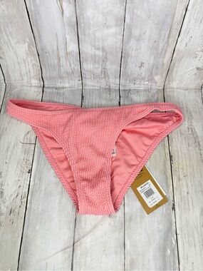 Billabong Pink Ribbed Bikini Bottom with Gold Logo